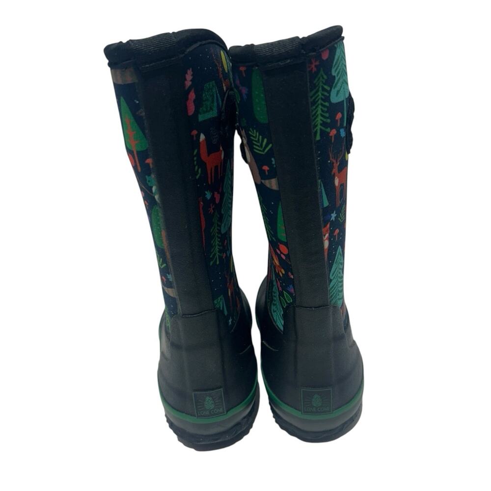 Lone Cone Mud Boots Muck Kids Size 12 Camp Black Green Tree Fox Raccoon Unisex - Picture 4 of 7